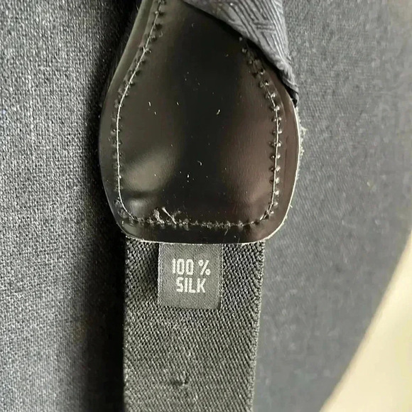 Suspenders 100% Silk Black Made in England Patent Leather with Gold Hardware - Picture 8 of 14